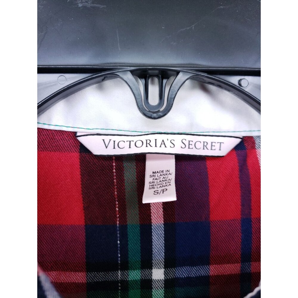 2 Victoria's Secret Shirt Women's Size Small Red Gray Plaid - Picture 12 of 14